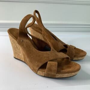 Ugg‎ hazel suede sling back wedge sandals size 9